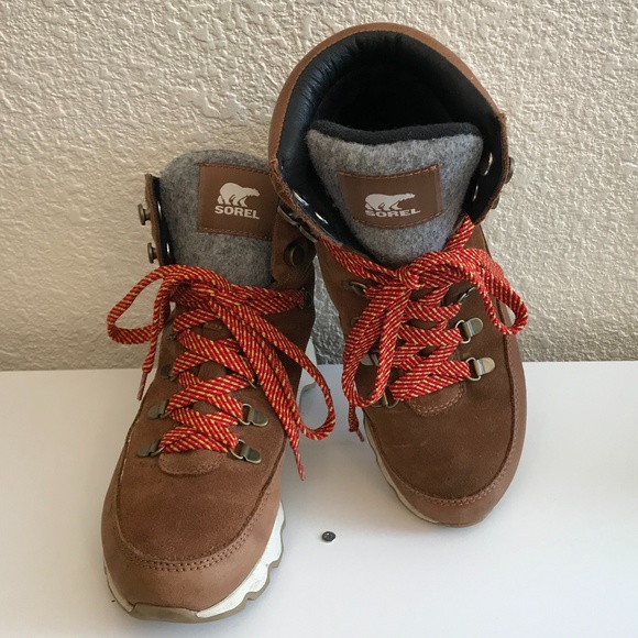 Sorel Shoes - Sorel Women Kinetic Conquest Waterproof Lace Up Hiking Boots Light Brown Size 7